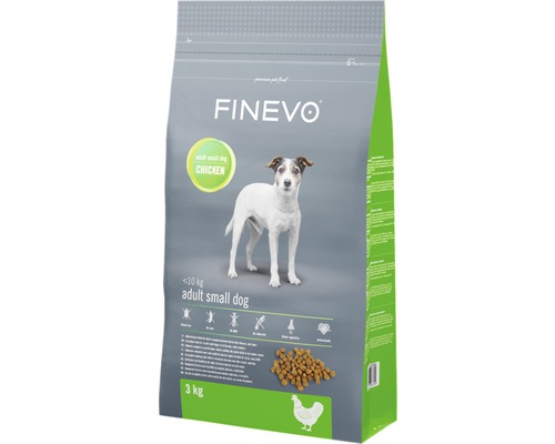 Hundefutter trocken FINEVO Adult Dog S Huhn 3 kg Finevo Trockenfutter Huhn für kleine, ausgewachsene Hunde unter 10 kg in einer 3 kg Packung