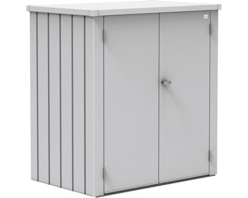 Armoire de terrasse biohort Romeo avec 3 fixations verticales et 2 tablettes galvanisées à chaud T. L 132 x 87 x 140 cm argent métallique