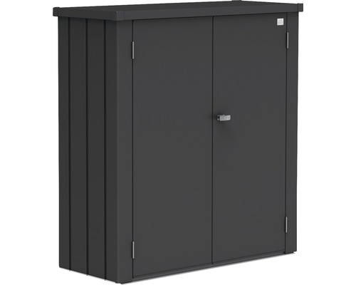 Armoire de terrasse biohort Romeo avec 3 fixations verticales et 2 tablettes galvanisées à chaud T. M 132 x 57 x 140 cm gris foncé métallique