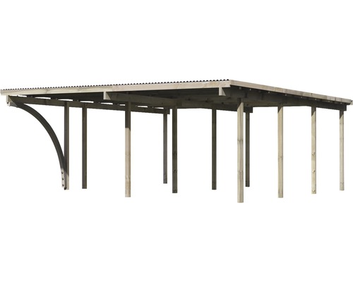 Holzunterstand mit Dach und mehreren Stützen