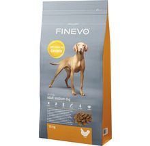 Finevo nourriture sèche pour chiens adultes de taille moyenne, saveur poulet, 15 kilogrammes