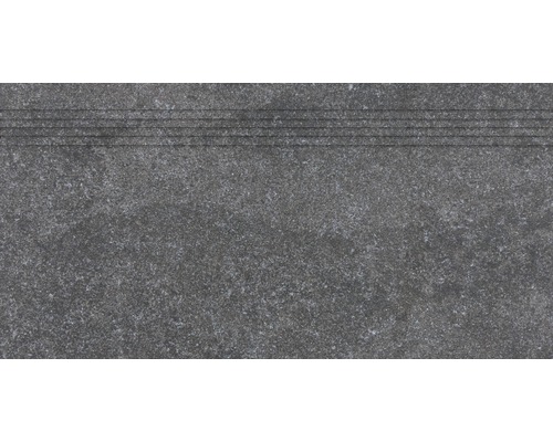 Stufenfliese Udine Schwarz unglasiert 30 x 60 cm Treppenfliese mit Trittsicherheit