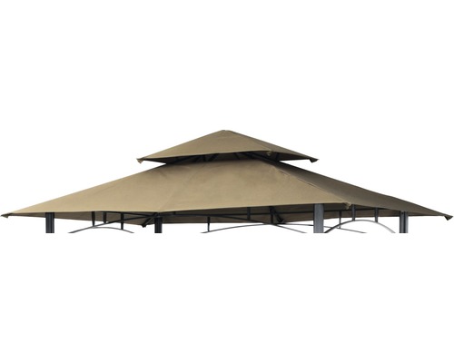 Pièce de rechange pavillon grille de toit pavillon 240x150x245 cm polyester beige Vue détaillée d''un pavillon de jardin avec un toit à deux niveaux