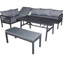 Ensemble de meubles de jardin alu 8 personnes 4 pièces aluminium anthracite-thumb-0