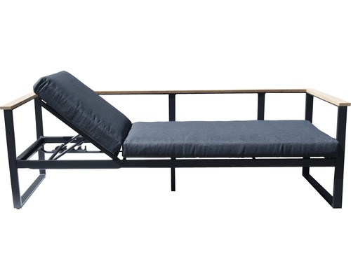 Gartenliege mit verstellbarer Rückenlehne, Metallgestell und Polster