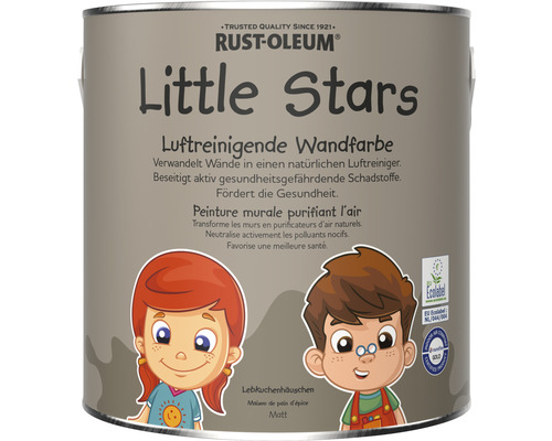 Wandfarbe Little Stars Lebkuchenhäuschen braun 2,5 L Farbeimer Rust-Oleum Little Stars Luftreinigende Wandfarbe