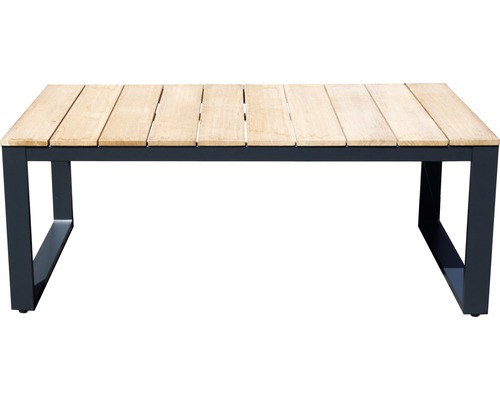 Gartentisch mit Holzplatten und Metallgestell
