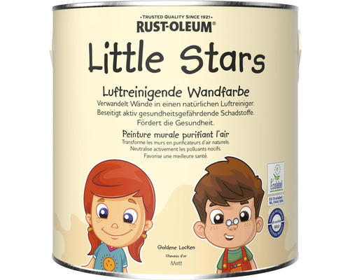 Peinture murale Little Stars Cheveux d'or jaune 2,5 l Rust-Oleum Little Stars peinture murale purifiante dans un seau de peinture