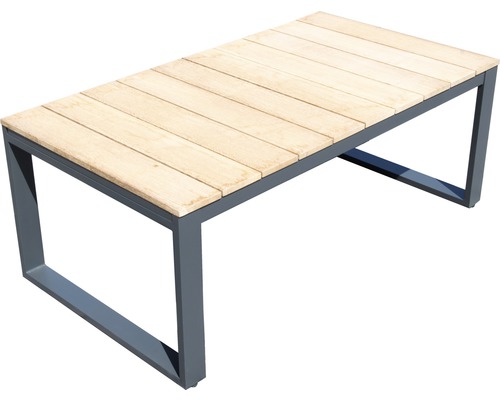 Rechteckiger Couchtisch mit Holzplatten und Metallgestell