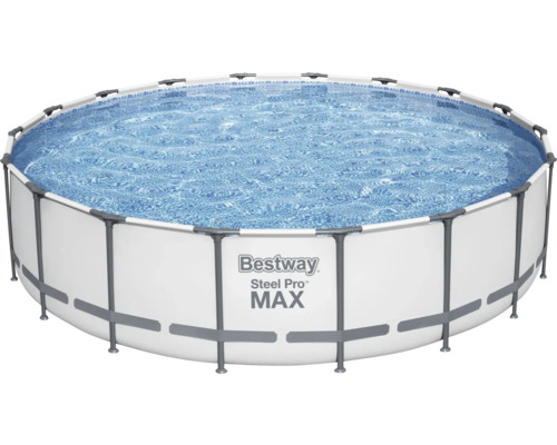 Kit de piscine hors sol tubulaire Bestway Steel Pro MAX™ ronde Ø 549x122 cm avec épurateur à cartouche et échelle gris