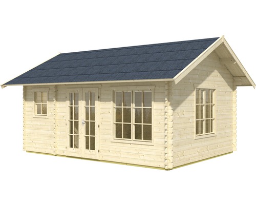 Maison de jardin en bois avec fenêtres et porte double