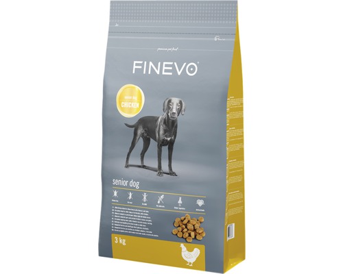 Hundefutter trocken FINEVO Senior Dog Huhn 3 kg FINEVO Senior Hundefutter mit Huhn, 3 Kilogramm Packung