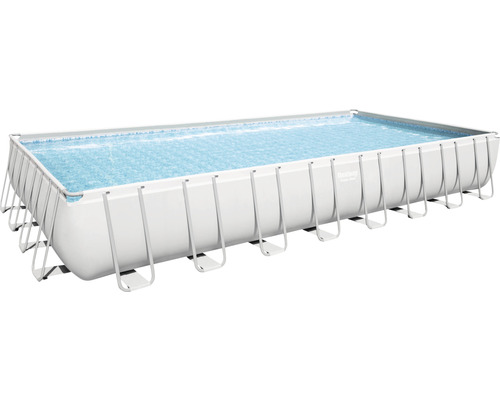 Kit piscine hors sol piscine tubulaire Bestway Power Steel™ rectangulaire 956x488x132 cm y compris groupe de filtration à sable gris