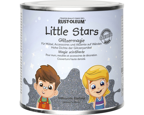 Little Stars Möbelfarbe und Spielzeugfarbe Glitzermagie Glänzende Rüstung silber 250 ml