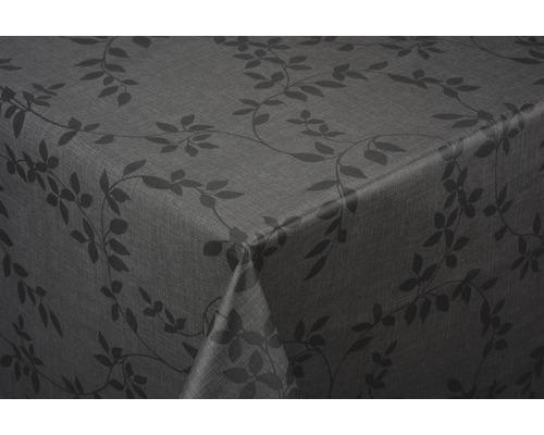 Nappe Leaf anthracite largeur 140 cm (au mètre) Nappe avec motif de feuilles