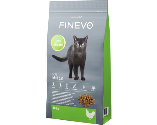 Croquettes pour chats Adult Cat FINEVO poulet 10 kg Aliment pour chats adultes au poulet Finevo, paquet de 10 kg