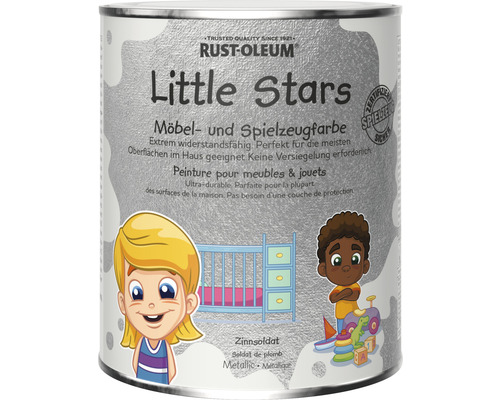 Little Stars Möbelfarbe und Spielzeugfarbe Metallic Zinnsoldat silber 750 ml