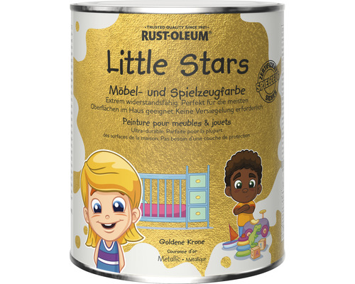 Peinture pour meubles et jouets Little Stars couronne dorée métallique or 750 ml