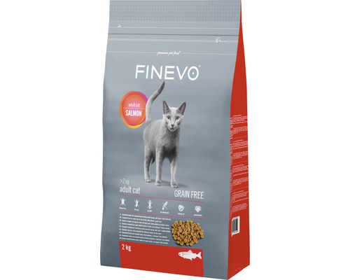 Croquettes pour chats Adult Cat FINEVO saumon sans céréales 2 kg