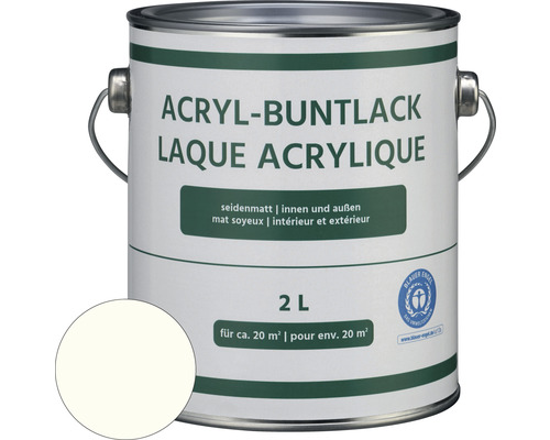 Acryl-Buntlack seidenmatt glacierweiss 2 l