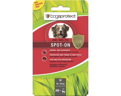 Protection contre les tiques et les puces bogaprotect SPOT-ON pour chiens de 10 à 20 kg 3x2,2 ml