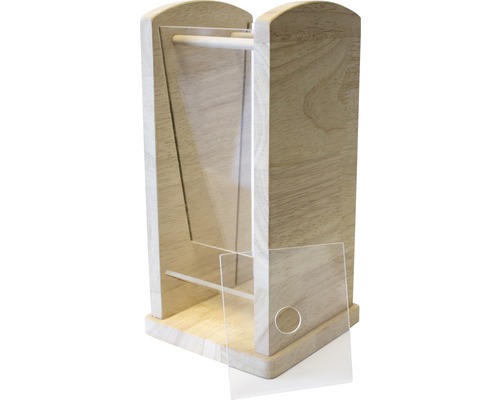 Support en bois avec plaques en verre acrylique transparent