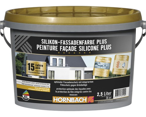 HORNBACH Silikon-Fassadenfarbe Plus weiss 2,5 l Eimer Silikonfassadenfarbe Plus mit 2,5 Liter Inhalt für Fassaden