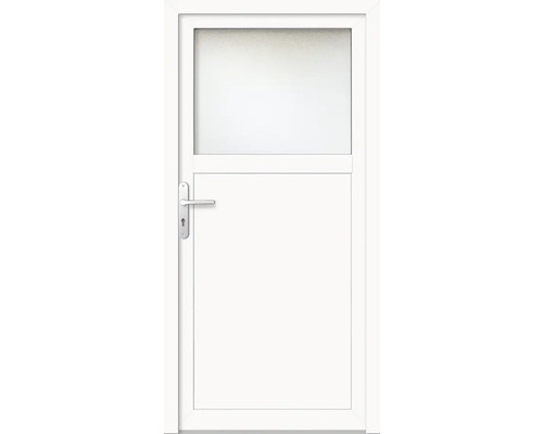 Nebeneingangstür Kunststoff ProM01 1080 x 2080 mm weiss/weiss DIN Links RC2 Weisse Tür mit Fenster oben und Türgriff