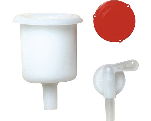 Zubehör für IBC Container: Auslaufhahn, Behälter und Deckel