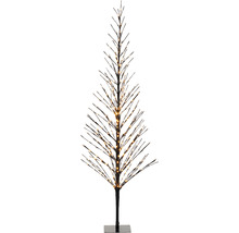 Dekorativer LED-Baum mit schwarzem Gestell und warmweissen Lichtern für den Innenbereich.
