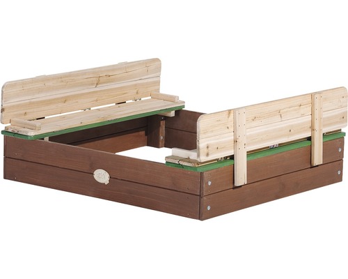 Bac à sable en bois avec banc