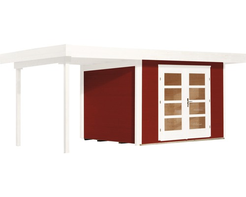 Abri de jardin en bois avec porte double et toit de carport