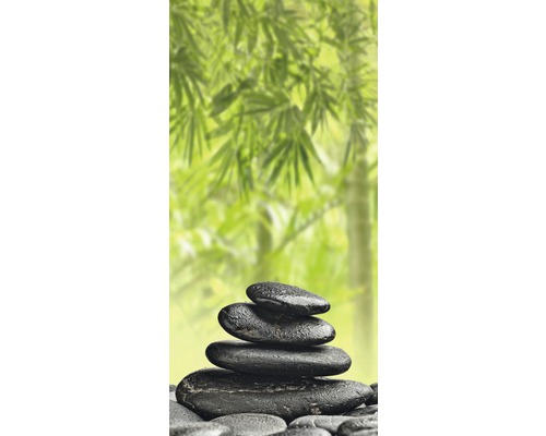 Panneau mural pour douche Sanotechnik Sanowall 1000x2050x3 mm bien-être gauche Pile de pierres avec fond en bambou