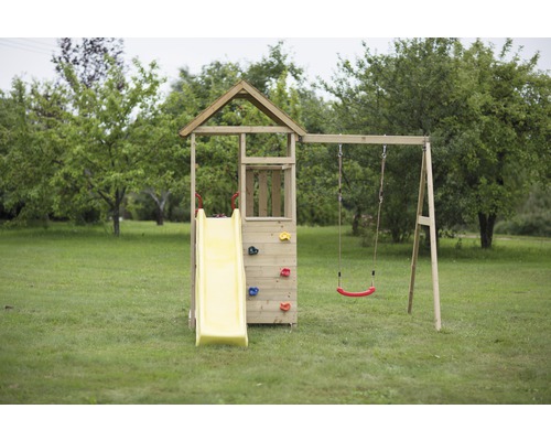 Tour de jeux avec toboggan, mur d''escalade et balançoire pour le jardin