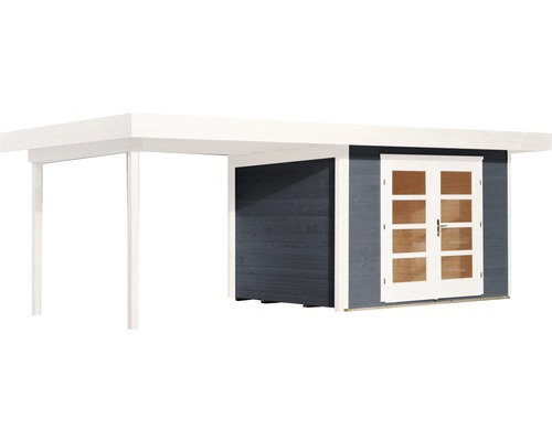 Abri de jardin en bois avec double porte et carport