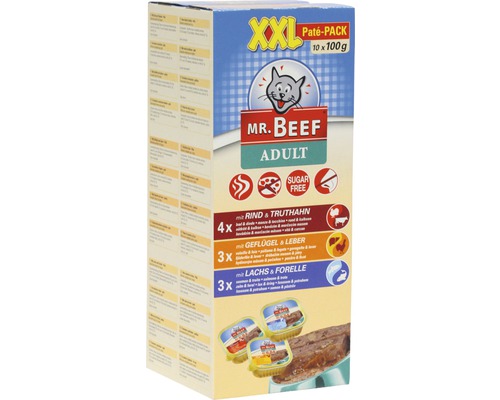 Nourriture pour chats humide Mr. BEEF coquillages pâté 1 pack 10x100 g