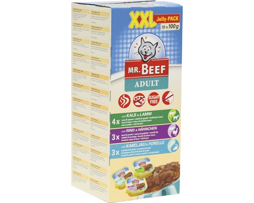 Nourriture pour chats humide Mr. BEEF en gelée 1 pack 10x100 g