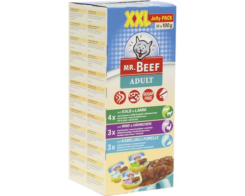 Katzenfutter nass MR. BEEF in Gelee 1 Pack 10 x 100 g