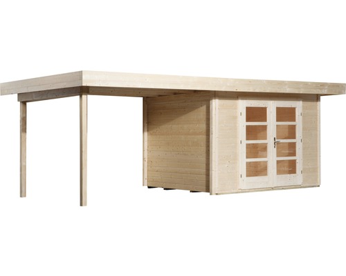 Abri de jardin en bois avec annexe et double porte