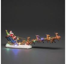 Figurine décorative de Noël avec le Père Noël dans son traîneau et des rennes avec éclairage