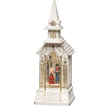 Dekorative Kirche mit singenden Figuren und Schneefallfunktion als Weihnachtsdekoration