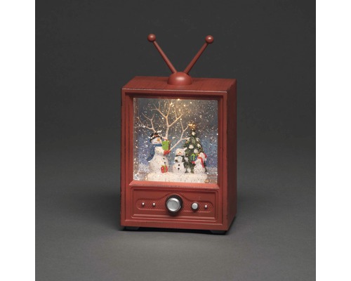 Boule à neige décorative avec motif bonhomme de neige en forme de télévision