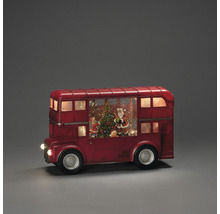 Objet de décoration : Bus rouge à impériale avec motif de Noël à l’intérieur.