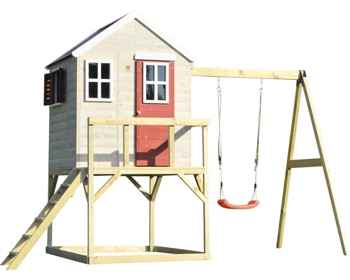 Maisonnette avec balançoire en bois