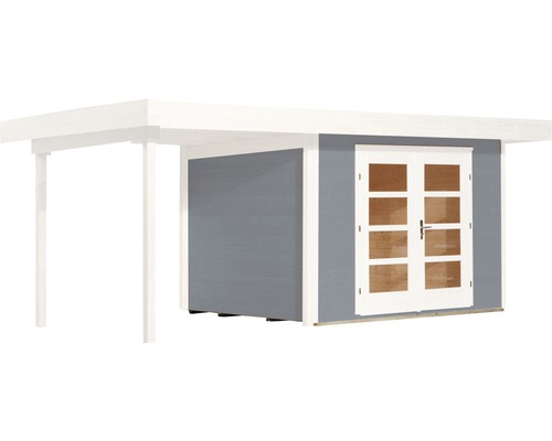 Abri de jardin en bois avec double porte et auvent