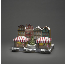 Weihnachtsmarktdorf mit Häusern, Buden und Weihnachtsbaum als Dekoration