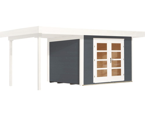 Abri de jardin avec double porte et auvent