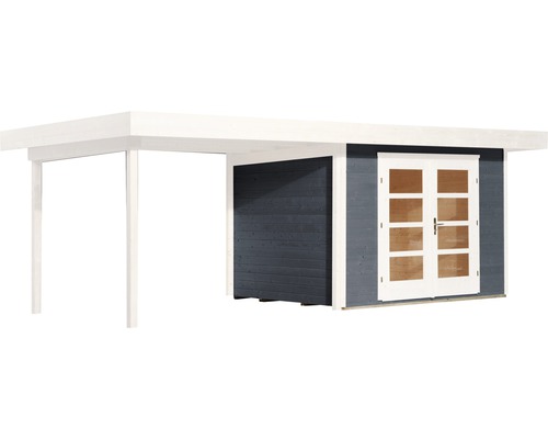 Abri de jardin en bois avec abri voiture et double porte