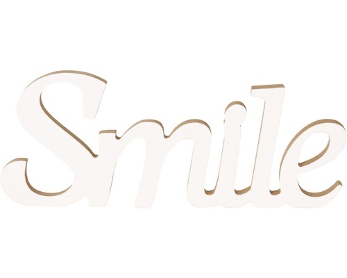 Inscription Smile blanc 25x10 cm