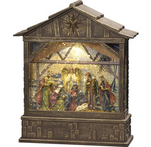 Crèche de Noël avec des personnages dans une étable